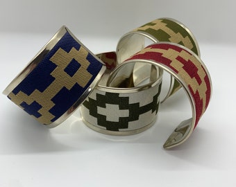 Artisan Alpaca Silver Cuff Bracelet: Woven Pampa Guard Design