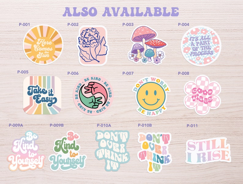 Retro Sticker Pack of 10, Cute Stickers, Positive Quote Stickers, Retro Character Water Bottle Sticker Bundle, Cool Laptop Stickers image 7