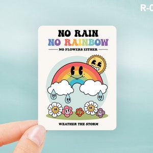 Rainbow Sticker, Cute Retro Sticker, 60s 70s Waterproof Sticker, Inspirational Water Bottle Sticker For Kids, Positive Quote Laptop R-020