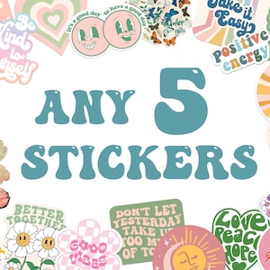 5 Sticker Pack, Vinyl Sticker Bundle, Cute Water Bottle Stickers, Pick Your Own Stickers, Cool Laptop Stickers, Waterproof stickers