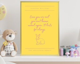 The Velveteen Rabbit Quote Print, Vintage Storybook Wall Art, Margery Williams