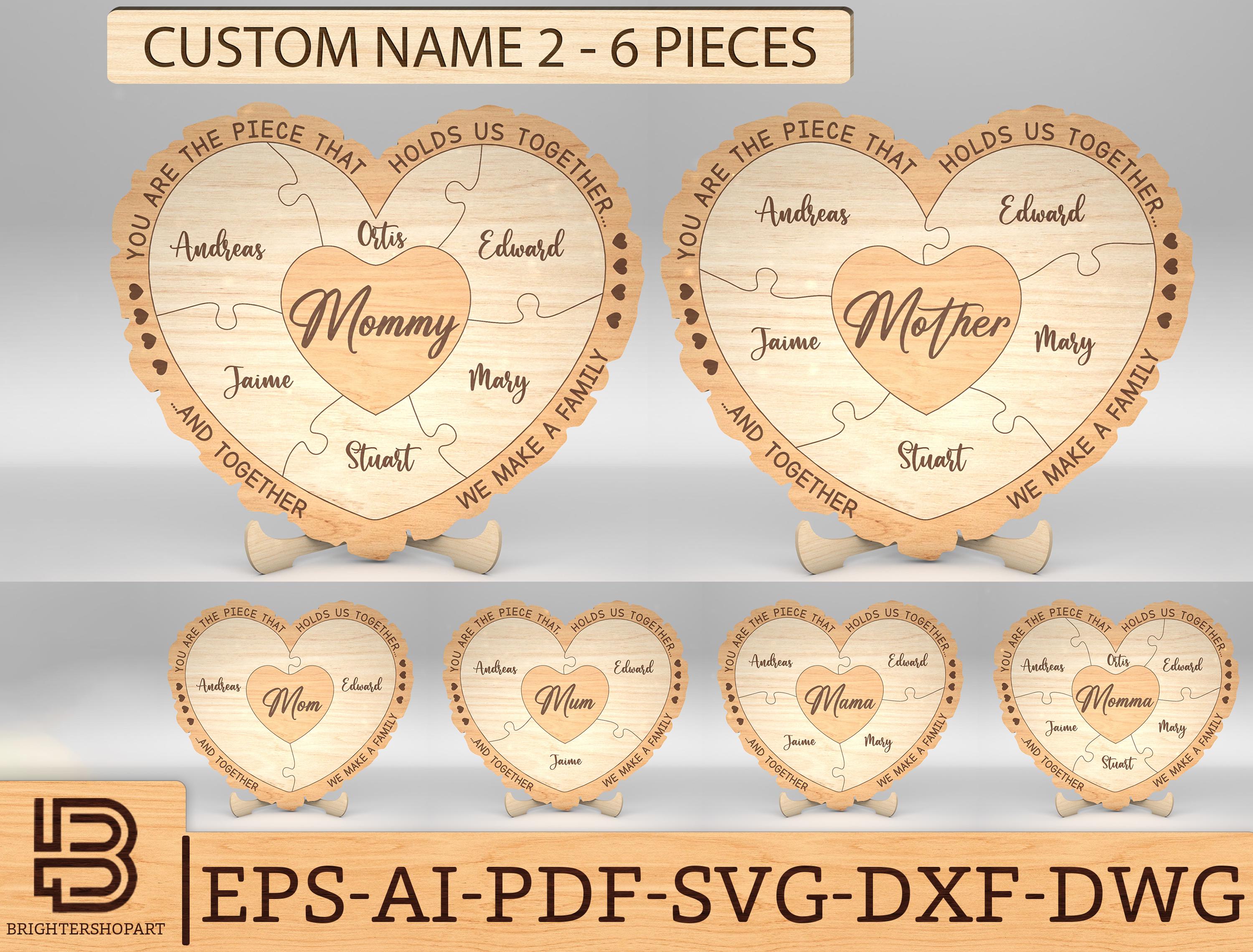 Personalized Mothers Day Puzzle Piece Sign SVG, Gift for Mom