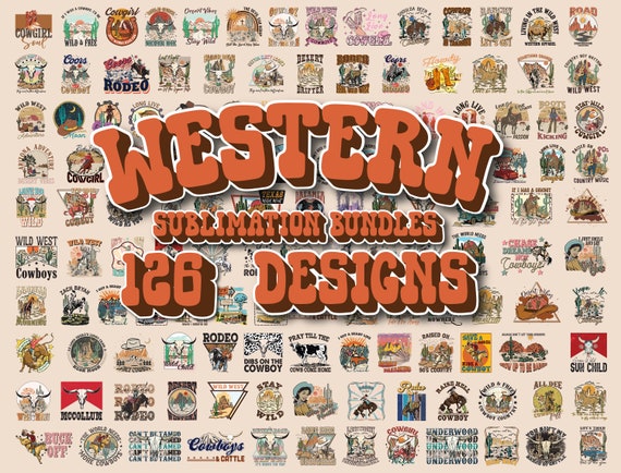 Western Sublimation Bundle PNG ,Cowboy Png,Desert Cactus Png,Retro png, Desert png, Western CowBoy png, Vintage Designs, Sublimation Designs