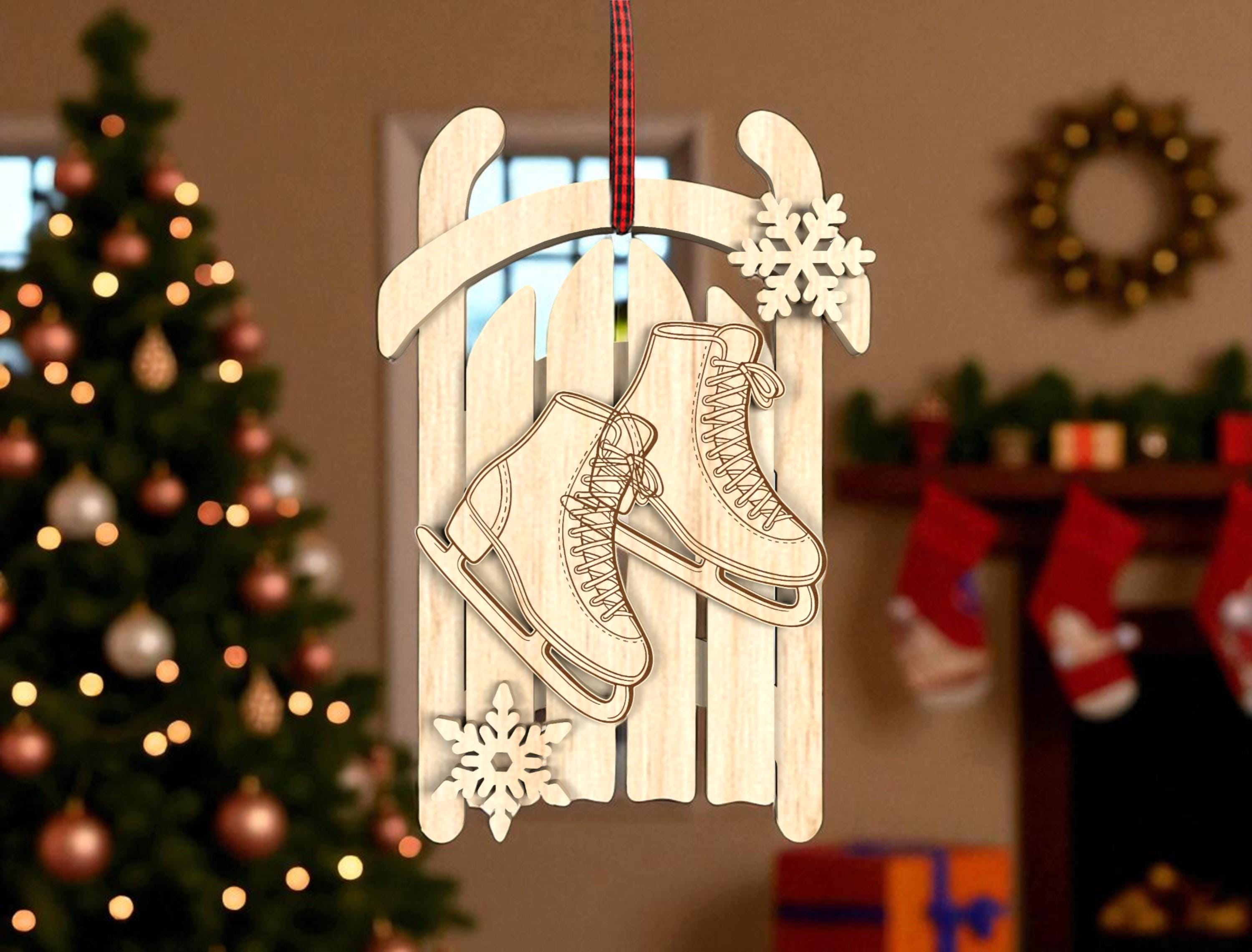 アイススケートのオーナメントSVG、クリスマススケートのオーナメント