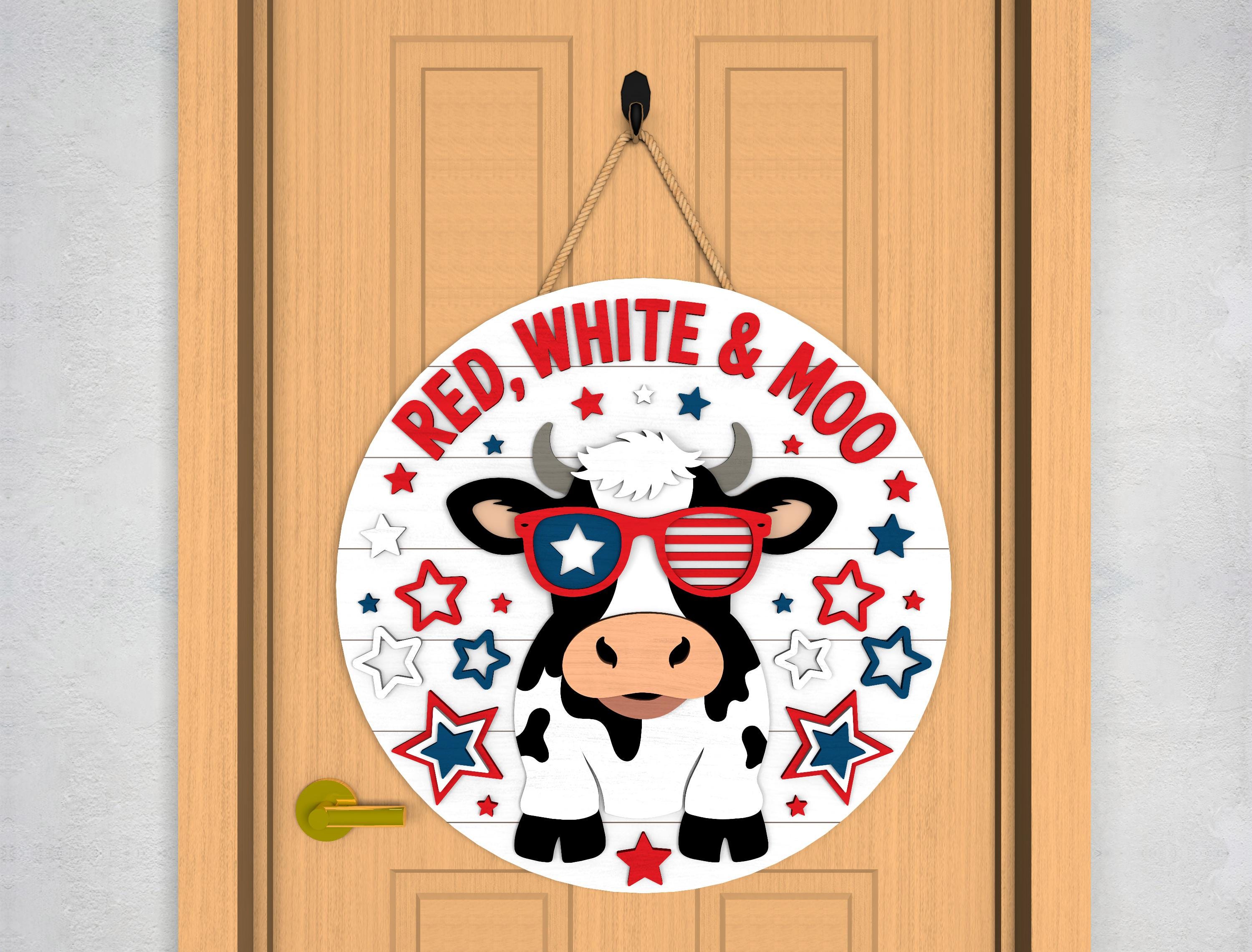 Patriotic Farm Animal Door Hanger Svg, Red White Moo and Red White Baaa ...