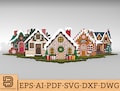 Christmas Standing Gingerbread Village Table Decoration svg, Christmas Houses Stand decor Laser Cut Files, Glowforge svg files