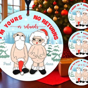 Couple Christmas Ornament Glowforge file Svg, Funny Holiday Laser cut file Svg,Nude Old Couple Xmas SVG for laser ,Ornament Digital File