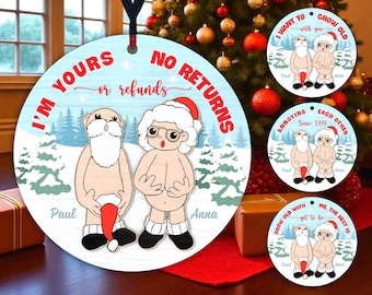 Couple Christmas Ornament Glowforge file Svg, Funny Holiday Laser cut file Svg,Nude Old Couple Xmas SVG for laser ,Ornament Digital File