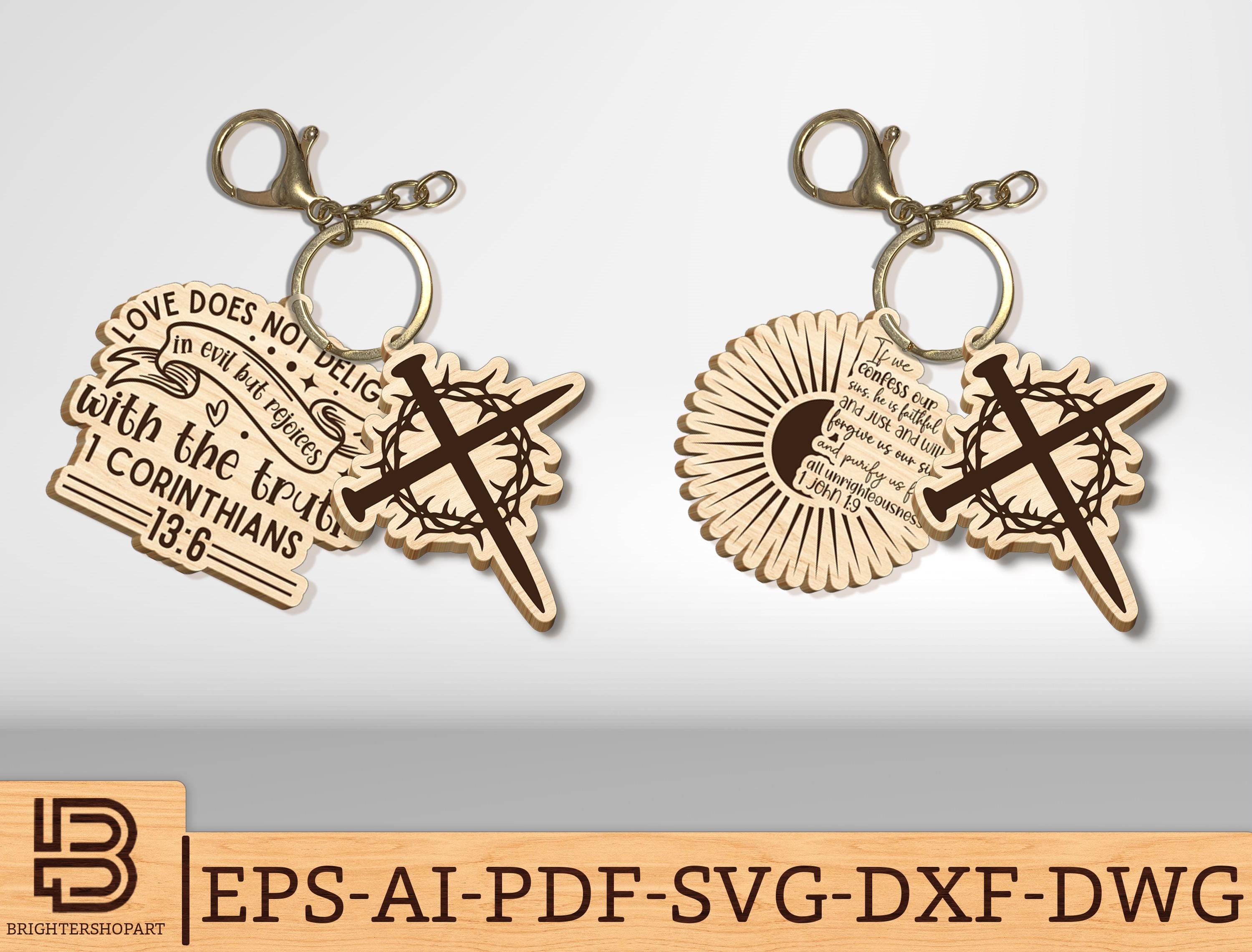 Religious Keychains Svg Cross & Christian Keychain Svg Bundle, Christian Quotes Svg, Faith ...