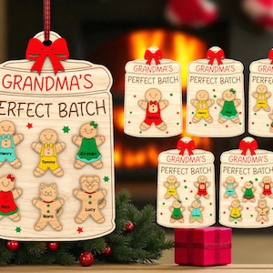 Grandma’s Perfect Batch Glowforge SVG File,Gingerbread Cookie Family Sign, Christmas Wooden Kitchen Decor,SVG for Laser Cut ,Christmas Decor