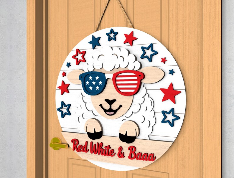 Patriotic Farm Animal Door Hanger Svg, Red White Moo and Red White Baaa ...
