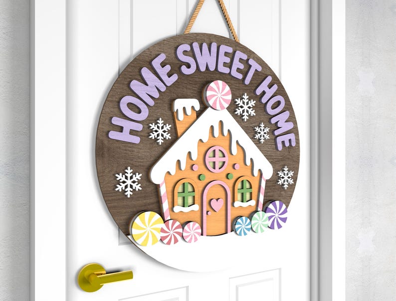 Christmas Door Sign Svg Bundle, Gingerbread Mug & Home Sweet Home ...