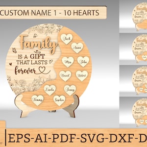 Personalized Inspirational Family Sign SVG,Family Name sign svg,Floral Family Sign SVG,Gift for Family, Glowforge svg files, Laser cut files