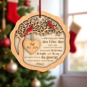 Memorial Ornament Glowforge File SVG, Cardinal Family Tree Laser Cut File ,Memorial Family Gift, Engraved Keepsake Ornament Svg,Home Decor