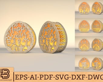 Laser Svg Easter Egg Laser Files Glowforge, 3D Laser Easter Dxf, Easter Egg Svg, SVG Layered Decor Ostern Laser Cutting Template