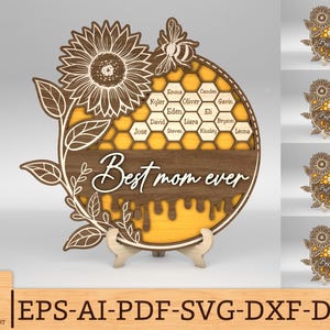 Personalized Bee Hive Best Mom Ever Sign SVG, Grandbabees Sign svg, Mothers Day svg, Mothers Day Gifts,Laser cut files,Glowforge svg files