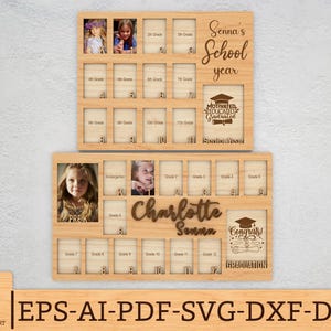 Personalized School Year Photo Frame svg, Pre K to Graduation School Picture Frame svg, Graduation svg, Laser cut files, Glowforge svg files