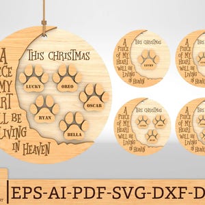 Personalized Merry Christmas A Piece Of My Heart Ornament SVG,Christmas gift svg,Pet Memorial Gifts svg,Glowforge svg files, Laser cut files