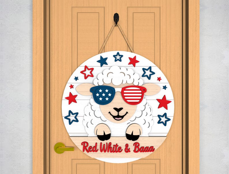 Patriotic Farm Animal Door Hanger Svg, Red White Moo and Red White Baaa ...