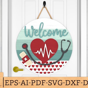 Nurse Office Welcome Sign svg, Gift for Nurse, Nurse Round sign svg, Nurse doctor hospital svg, Glowforge svg files, Laser cut files,Digital