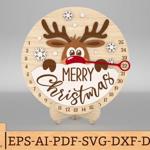 Reindeer Christmas Countdown Calendar svg, Days Until Christmas svg, Advent Calendar Countdown svg, Glowforge svg files,Laser cut files