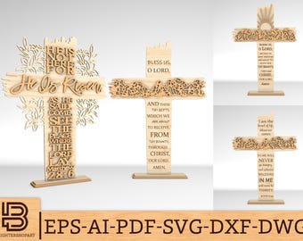 Easter Cross Svg, Easter Svg, Easter Laser Cut, Easter Files Svg, Religious Svg, Religious Sign Svg, Easter Laser Files, Bundle of Four