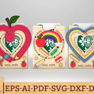 Porta-cartão-presente personalizado para professor SVG, presente para professor, ímã de foto para professor svg, agradecimento ao professor, arquivos svg Glowforge, arquivos cortados a laser