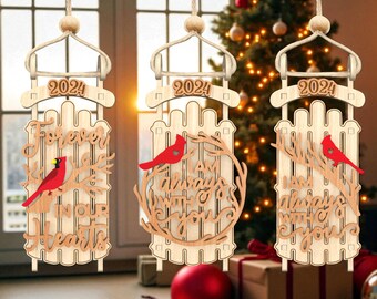 Personalisierte 2024 Kardinal Weihnachten Ornament Cut File Cut Datei, Schlitten Ornament Decor