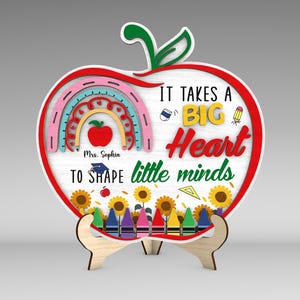 Personalisierte Lehrer Apple Sign SVG, Geschenk für Lehrer, Lehrerin Regenbogen Zeichen svg, Lehrer Zitate svg, Glowforge svg-Dateien, Laserschnittdateien