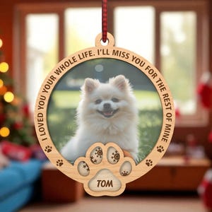Personalized Dog Photo Frame Cut File SVG,Pet Memorial Ornament Glowforge File,  Wooden Paw Print Christmas Decoration, Laser Cut Keepsake