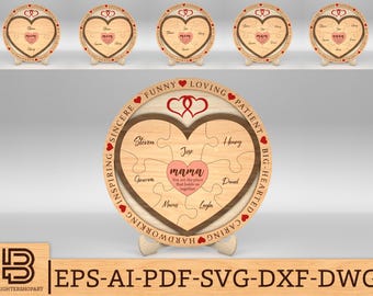 Personalized Mothers Day Puzzle Sign SVG, Gift for Mom,Mothers Day svg,Mothers Day Gifts svg,Glowforge svg files,Laser cut files