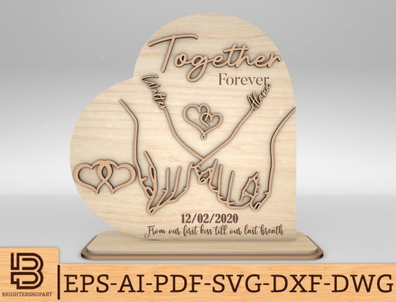 Heart To Heart PR サイン タイトルカップ 優勝盾 Personalized Couple Hands Together Forever Heart Sign SVG, Gift