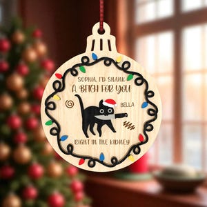Funny Cat Christmas Ornament Cut File Svg,Personalized Pet Name Xmas Svg ,Custom Cat Lover Gift ,Humor Holiday Tree Ornament Svg