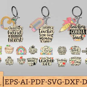 Lehrer-Schlüsselbund-Svg-Bundle, Geschenk für Lehrer, Lehrer-Geschenk, Lehrer-Schlüsselbund-Svg, Bleistift-Apple-Svg, Schlüsselbund Laser-Datei
