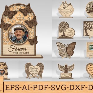 Bundle SVG personnalisé de cadre photo commémoratif, fichier souvenir découpé au laser, ensemble SVG multicouche cadeau de sympathie, signe commémoratif SVG, fichier numérique