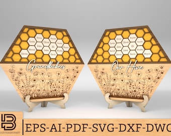 Personalized Bee Hive Family Tree Sign SVG, Grandbabees Sign svg, Mothers Day svg, Mothers Day Gifts,Laser cut files,Glowforge svg files