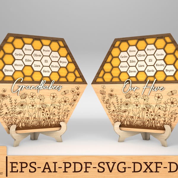 Personalized Bee Hive Family Tree Sign SVG, Grandbabees Sign svg, Mothers Day svg, Mothers Day Gifts,Laser cut files,Glowforge svg files