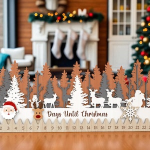 Christmas Countdown Calendar Glowforge File, Wooden Advent Sign Laser Cut File , Countdown SVG for Laser Cutting, Christmas Decor