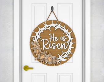 Easter Laser Cut File, He Is Risen Laser SVG, Glowforge Easter, Crown of Thorns SVG, Laser Cut File, Glowforge File, Christian SVG