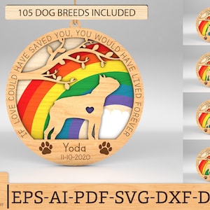 Personalized Pet Loss Ornament SVG, Dog Memorial Ornament svg, Pet Memorial Gifts svg, Ornament Laser cut files, Glowforge svg files