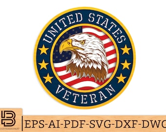 Multilayer United States Veteran svg, Patriotic Eagle Svg, Honor Veteran svg, Independence Day svg, Laser cut files, Glowforge SVG Files