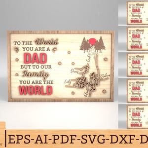 Decorazione personalizzata con mani di papà e bambini in piedi SVG, regalo per papà, festa del papà svg, regali per la festa del papà svg, file svg Glowforge, file tagliati al laser Copia