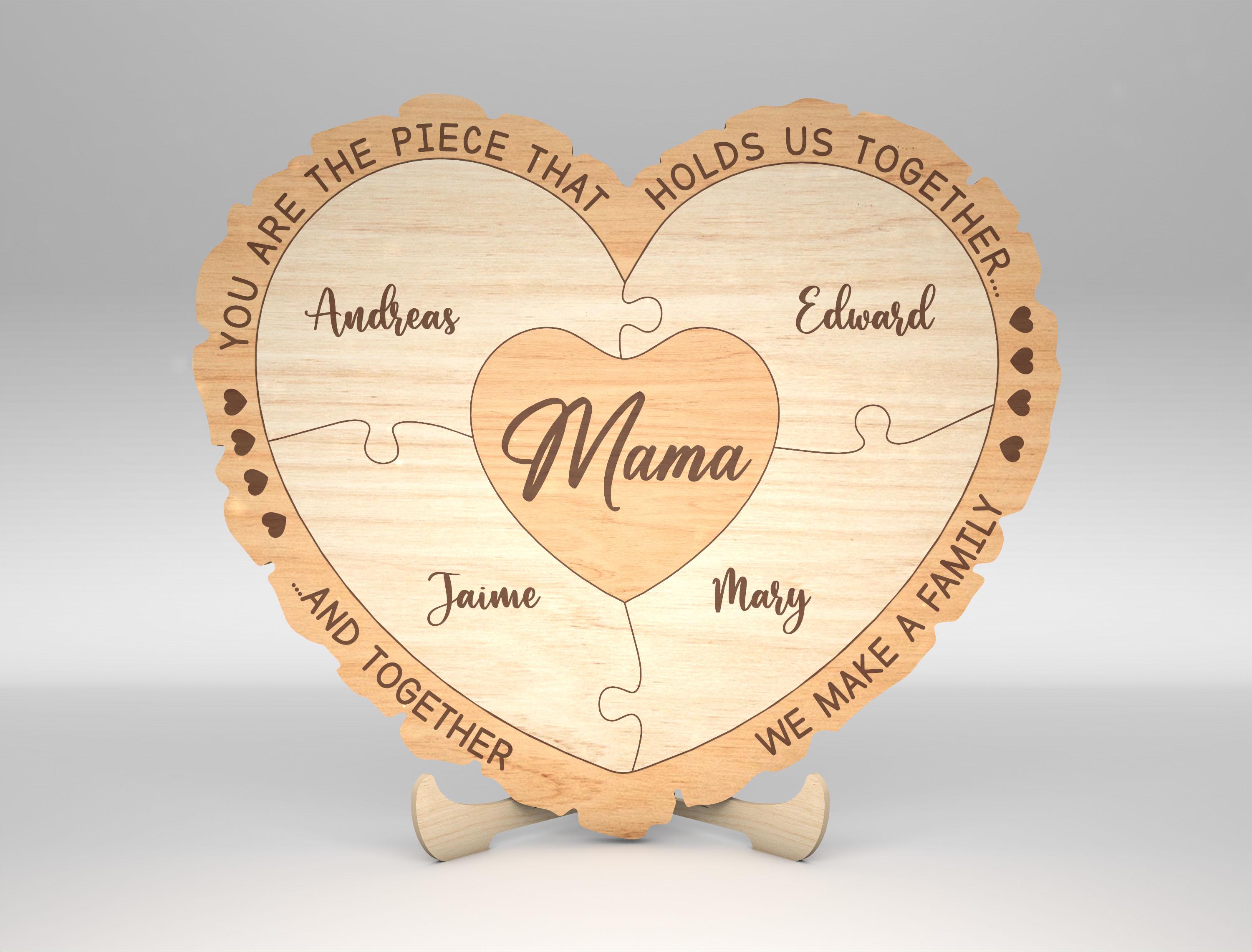 Personalized Mothers Day Puzzle Piece Sign SVG, Gift for Mom
