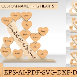 Personalized Grandkids Make Life Grand Sign SVG, Gift for Family,Family sign svg, Family Name Sign SVG, Glowforge svg files, Laser cut files