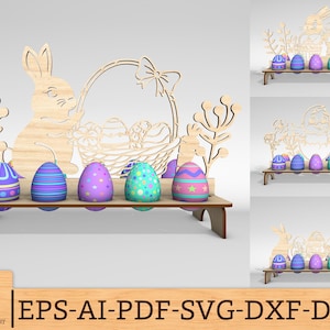 Happy Easter Egg Holder DXF Egg Holder SVG Egg Holder for laser cutting Egg stand DXF Easter table decor svg Easter laser cut