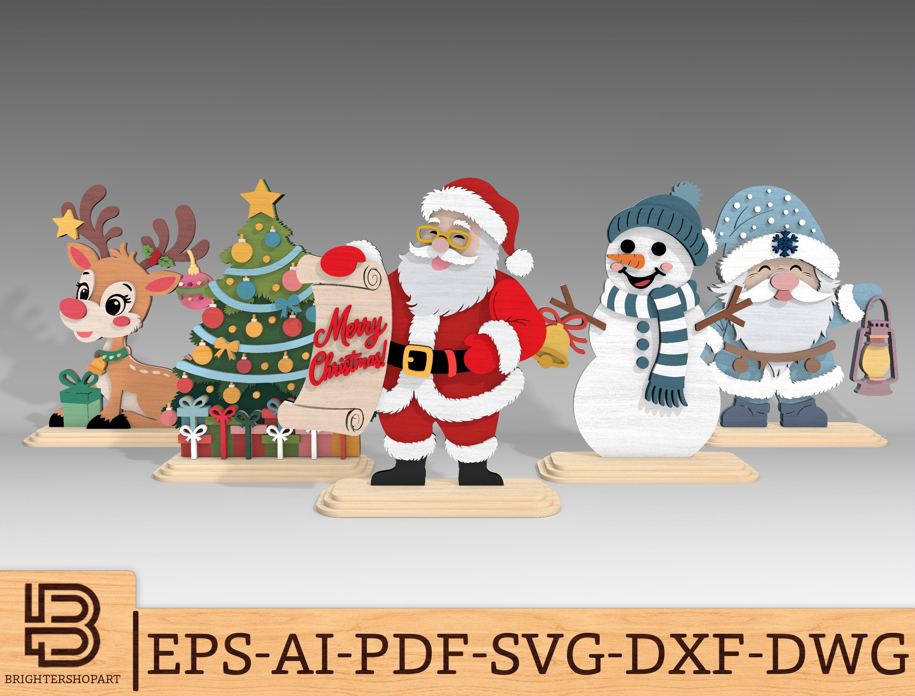 Christmas Standing Santa Reindeer Gnome Table Decoration Svg