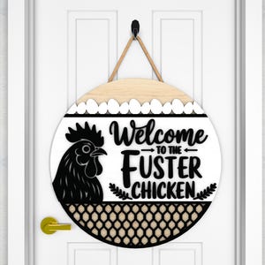Funny Chicken Coop SVG Bundle,Welcome to Our Coop&Fuster Chicken Sign,Farmhouse Door Sign Laser Cut Files,Hen House SVG for Glowforge,Cricut