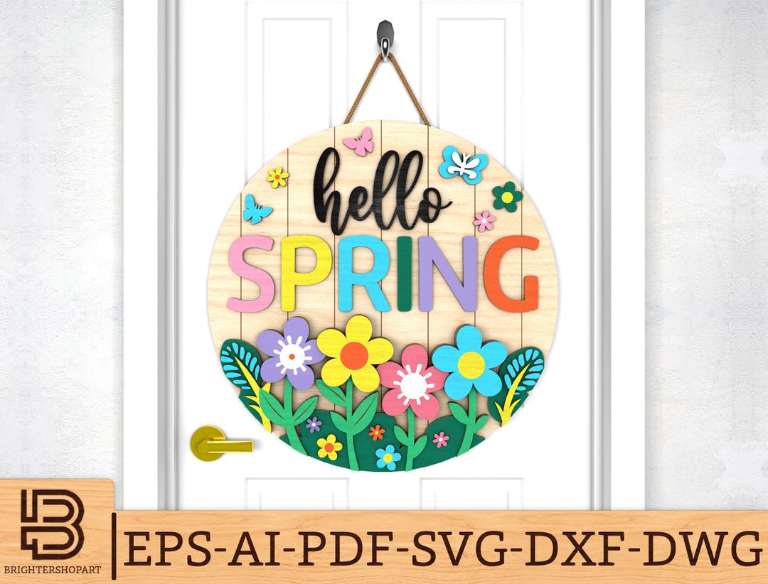 Hello Spring Round Sign SVG, Spring Flowers Svg, Spring Welcome Sign ...