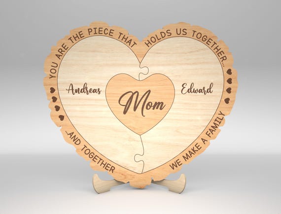 Personalized Mothers Day Puzzle Piece Sign SVG, Gift for Mom