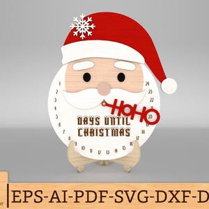 Santa Claus Christmas Countdown Calendar svg, Days Until Christmas svg, Advent Calendar Countdown svg, Glowforge svg files,Laser cut files